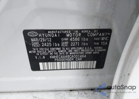 2012 Hyundai Sonata Hybrid из США, поврежденный, VIN KMHEC4A48CA031464
